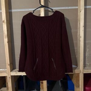 Elegant Maroon Cable Knit Sweater